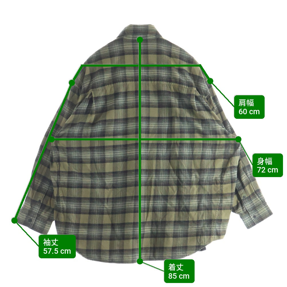 BALENCIAGA(バレンシアガ) 24AW PARIS LIBERTY L/S LAYERED SHIRT パリ リバティ‐ レイヤード ダメージ加工 カットソードッキングヴィンテージチェック長袖シャツ 794656 TQM20 カーキ