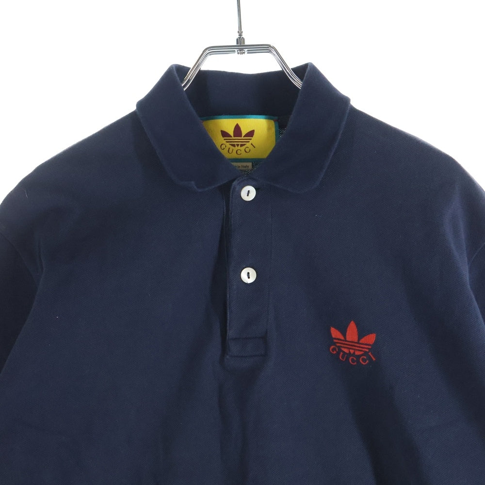 GUCCI(グッチ) ×adidas 1POINT Logo Shirt ×アディダス ワンポイントロゴ刺繍 半袖ポロシャツ ネイビー 700497 XJEL0