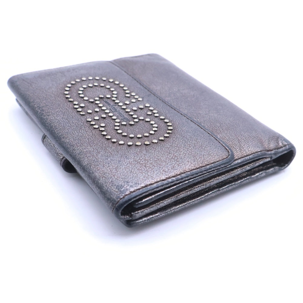 Salvatore Ferragamo(サルヴァトーレ フェラガモ) メタリック スタッズ ロゴ 二つ折り 財布 ウォレット ブラウン