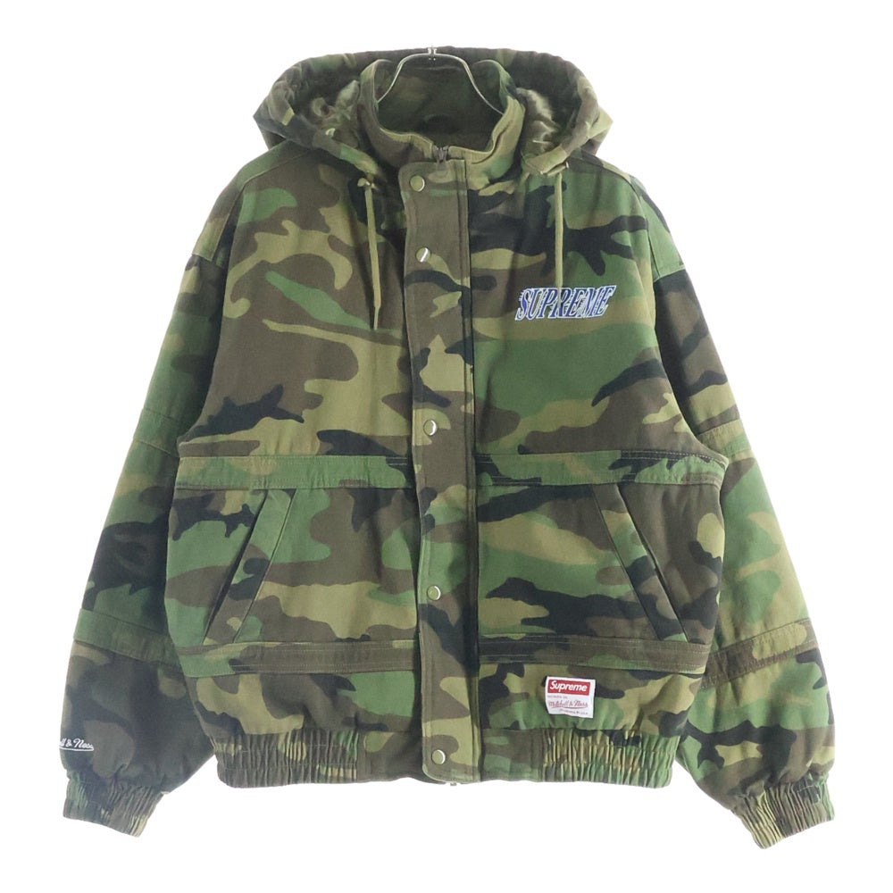 SUPREME(シュプリーム) 24AW ×Mitchell & Ness Twill Stadium Jacket ミッチェル&ネス ツイルスタジアムジャケット カモフラ グリーン/ブラウン