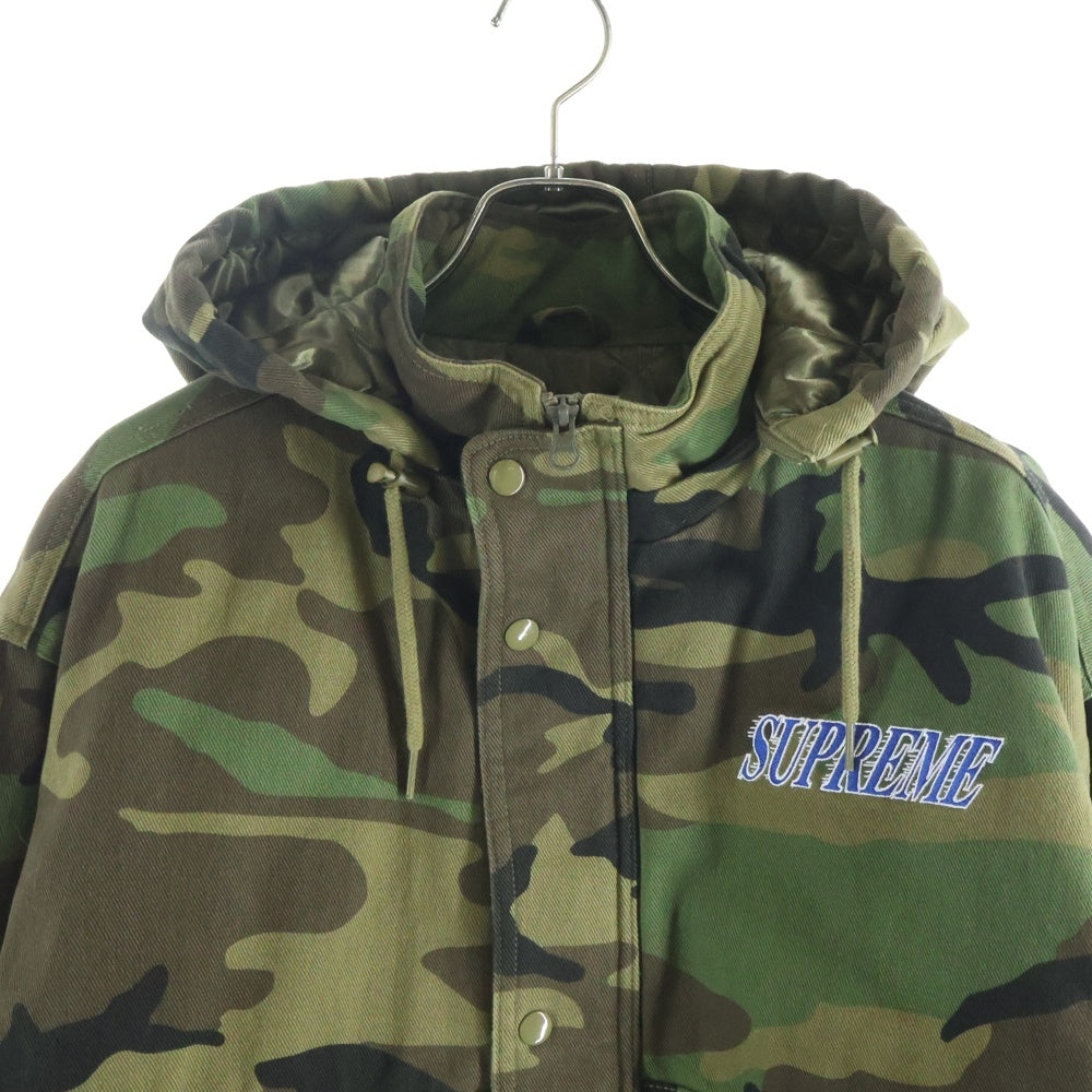 SUPREME(シュプリーム) 24AW ×Mitchell & Ness Twill Stadium Jacket ミッチェル&ネス ツイルスタジアムジャケット カモフラ グリーン/ブラウン