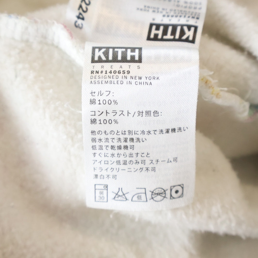 KITH(キス) NYC TREATS CIRCULAR HOODIE トリーツサーキューラースウェットフーディー プリント総柄ボックスロゴスウェットプルオーバーパーカー ホワイト/マルチ