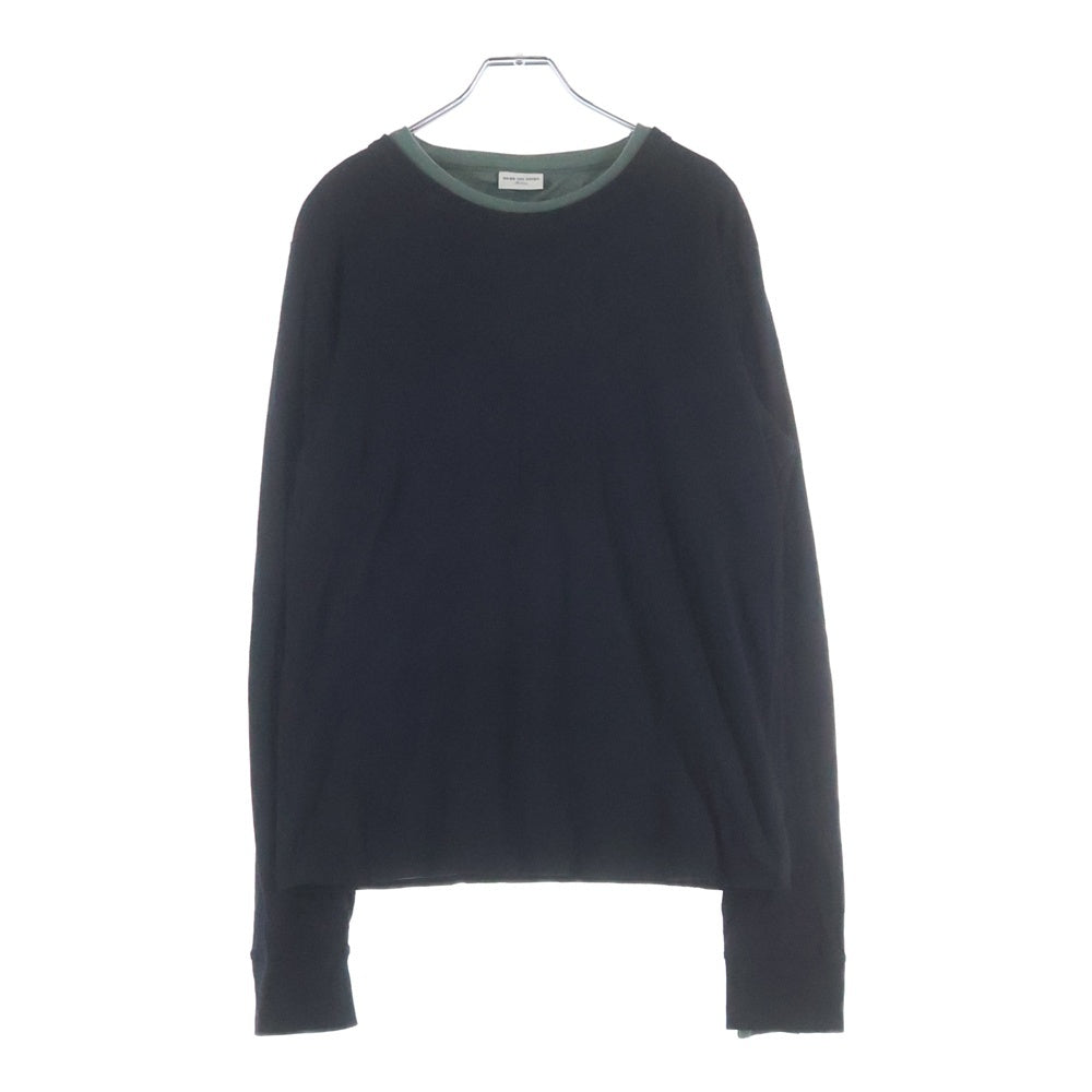 DRIES VAN NOTEN(ドリスヴァンノッテン) レイヤードロングスリーブTシャツ 長袖 カットソー コットン ブラック/グリーン