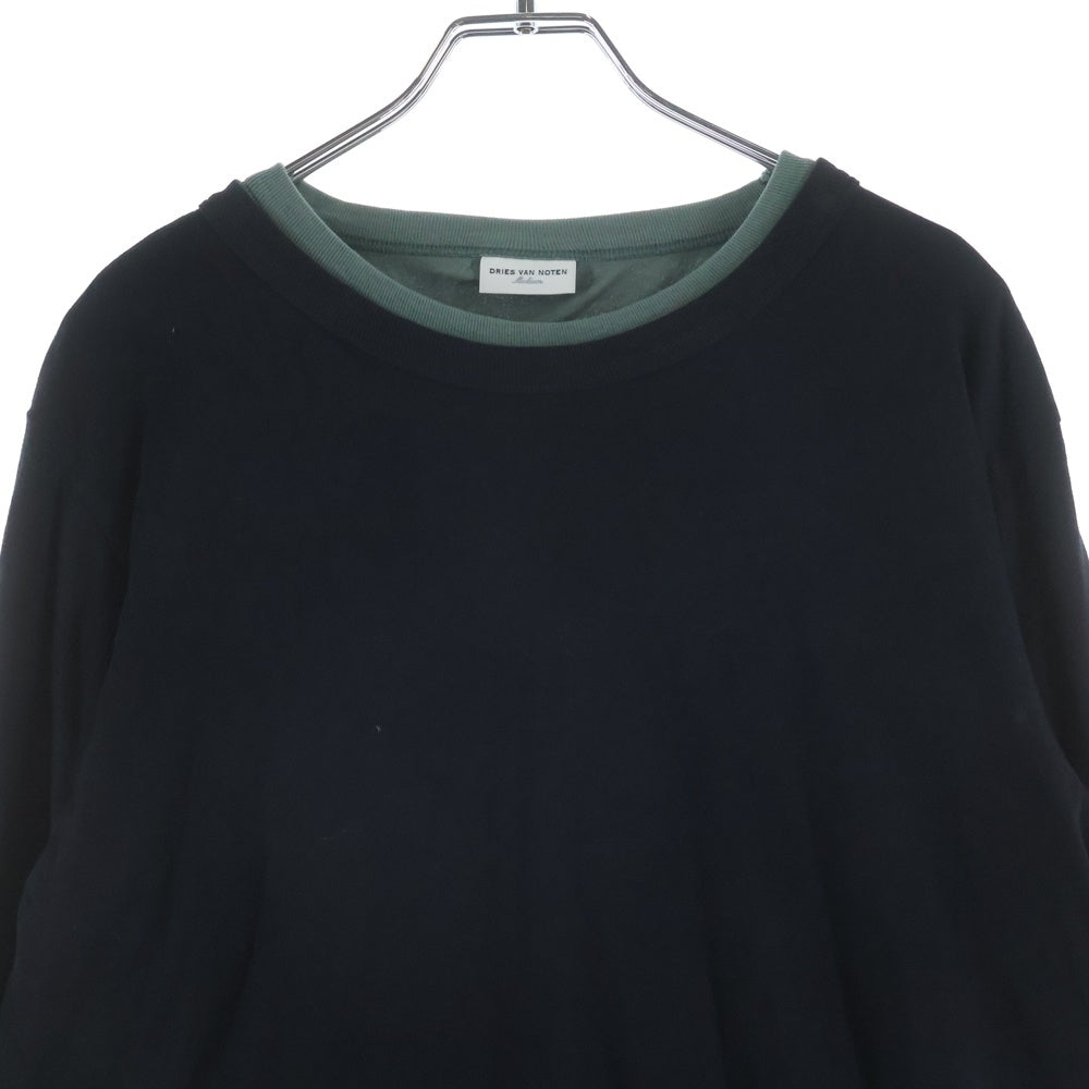 DRIES VAN NOTEN(ドリスヴァンノッテン) レイヤードロングスリーブTシャツ 長袖 カットソー コットン ブラック/グリーン