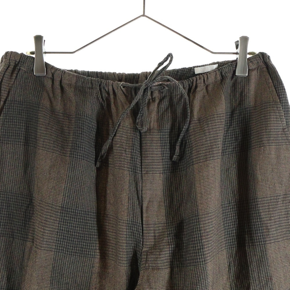 COMOLI(コモリ) Wool Ramie Check Pants チェック ウールリネンパンツ L03-03003 ベージュ×グレー