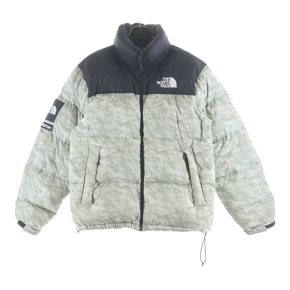 SUPREME(シュプリーム) 19AW ×THE NORTH FACE Paper Print Nuptse Jacket ザ ノースフェイス ペーパープリント ヌプシ ナイロン ダウンジャケット グレー ND91806I
