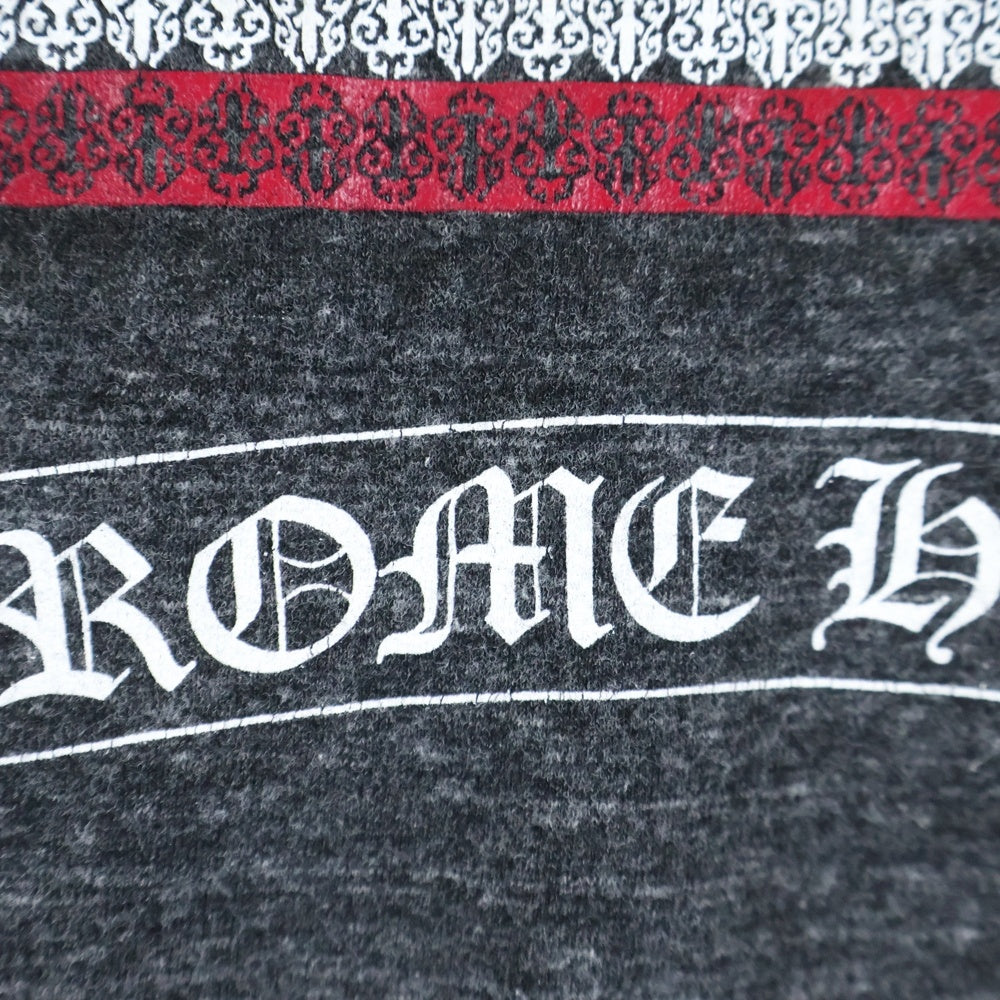 CHROME HEARTS(クロムハーツ) アメリカンフラグ プリントロゴ Vネック 半袖Tシャツ カットソー グレー