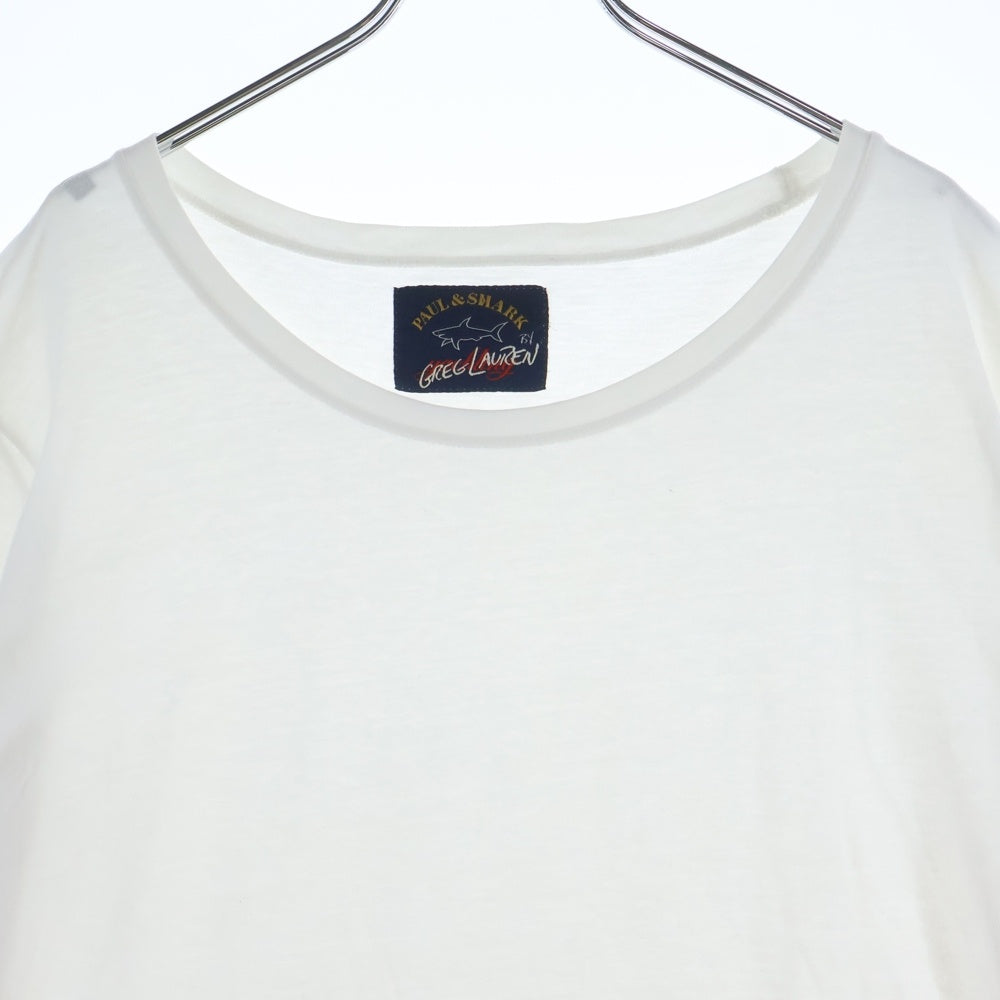 GREG LAUREN(グレッグローレン) Graphic Print Crew Neck T-Shirt ポール&シャーク グラフィックプリントクルーネック 半袖Tシャツ カットソー ホワイト