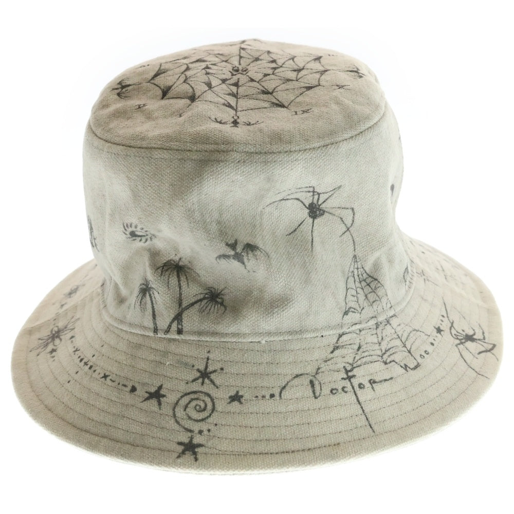 READY MADE(レディメイド) x Dr.WOO BUCKET HAT TATOO ドクターウー ヴィンテージ加工 タトゥーデザインバケットハット 帽子 グレー調