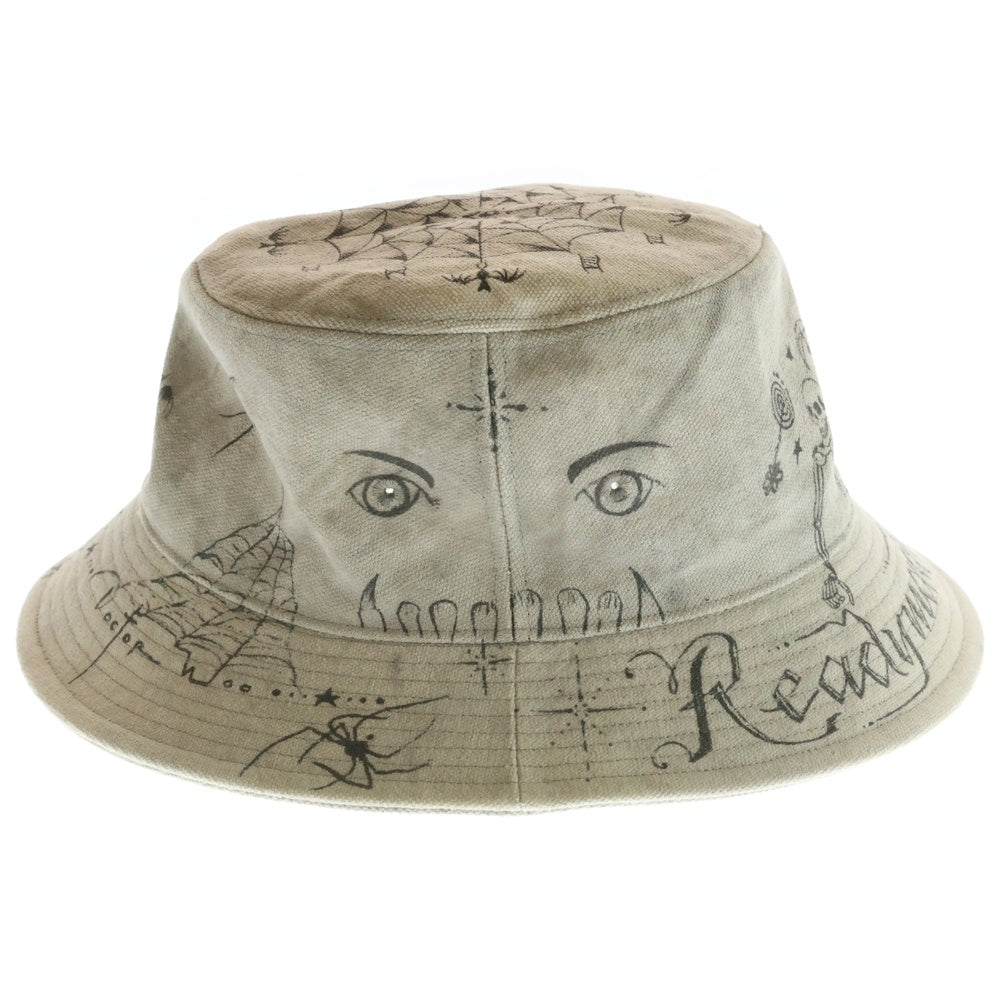 READY MADE(レディメイド) x Dr.WOO BUCKET HAT TATOO ドクターウー ヴィンテージ加工 タトゥーデザインバケットハット 帽子 グレー調