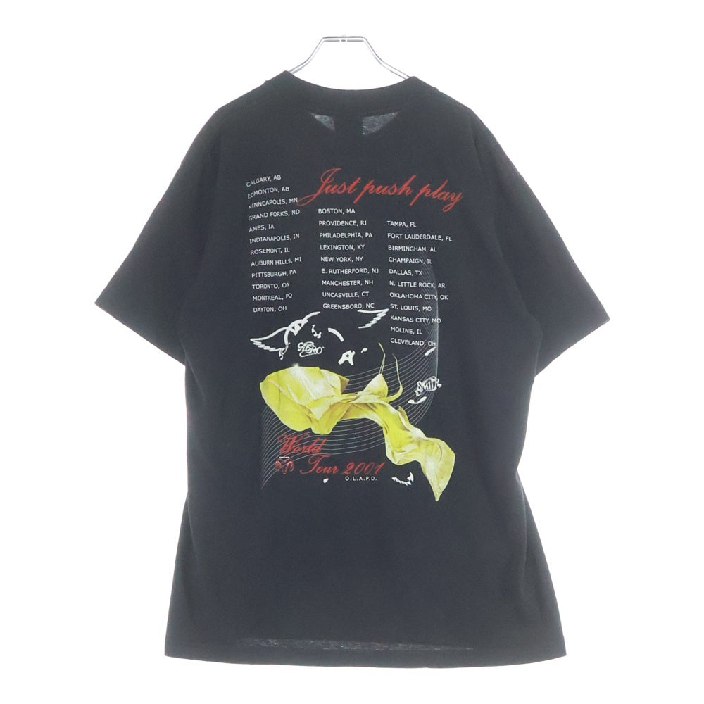 VINTAGE(ヴィンテージ) 00's AERO SMITH SORAYAMA JUST PUSH PLAY エアロスミス 空山 両面プリント 半袖Tシャツ カットソー ブラック
