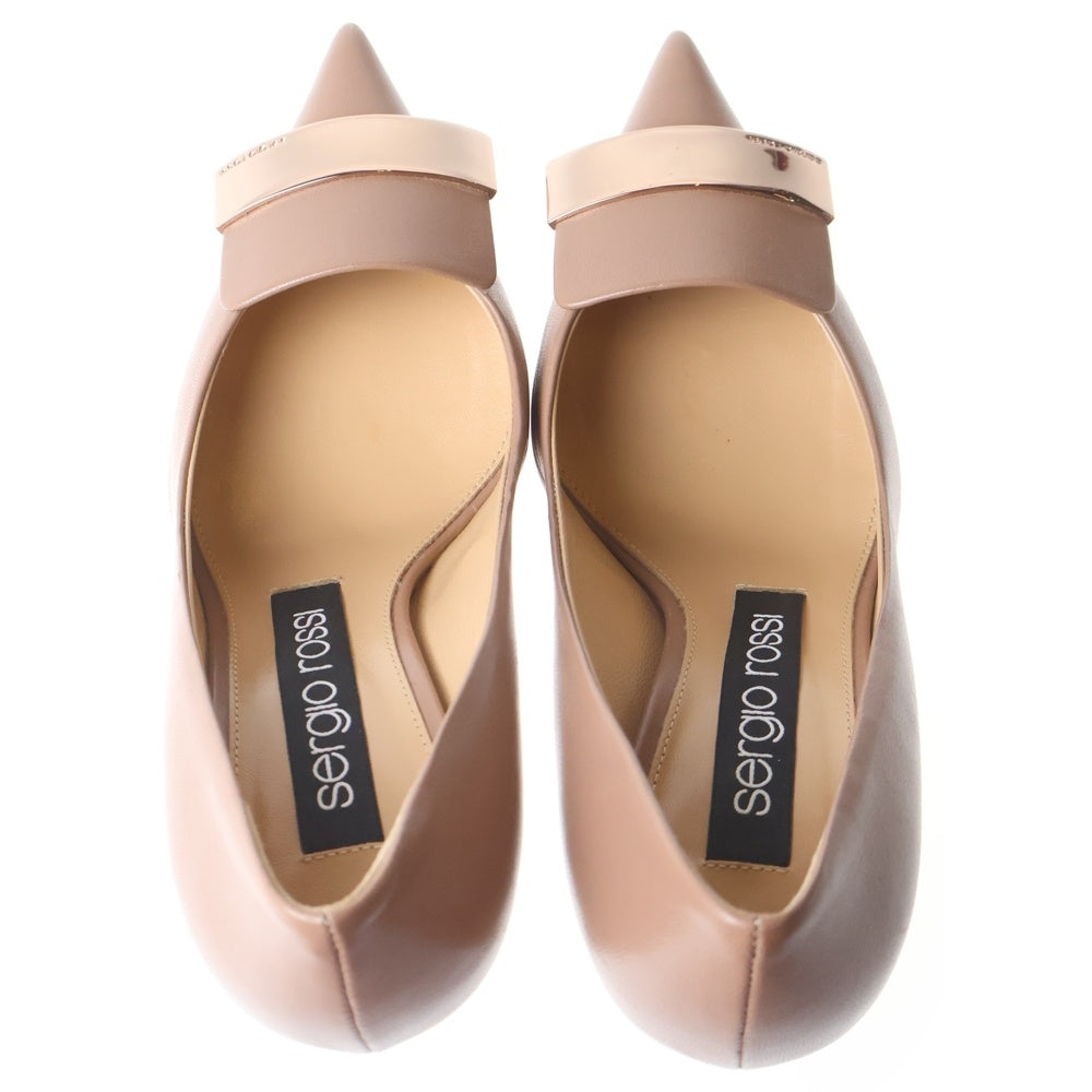 Sergio Rossi(セルジオロッシ) SR1 レザー ポインテッドドゥプレート ヒールパンプス ピンク レディース