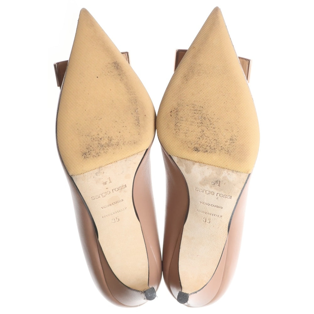 Sergio Rossi(セルジオロッシ) SR1 レザー ポインテッドドゥプレート ヒールパンプス ピンク レディース