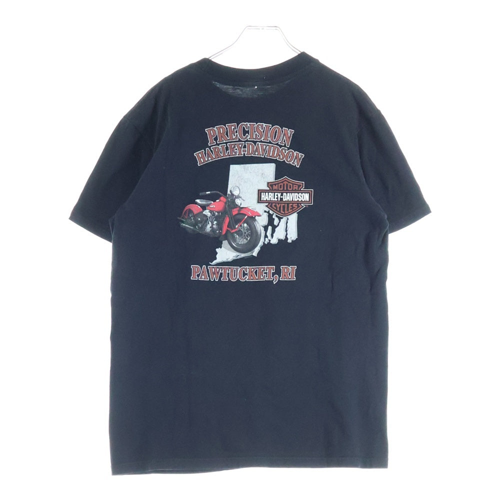 VINTAGE(ヴィンテージ) Harley-Davidson ファイアーパターン ウルフ 両面プリント 半袖Tシャツ クルーネックカットソー ブラック