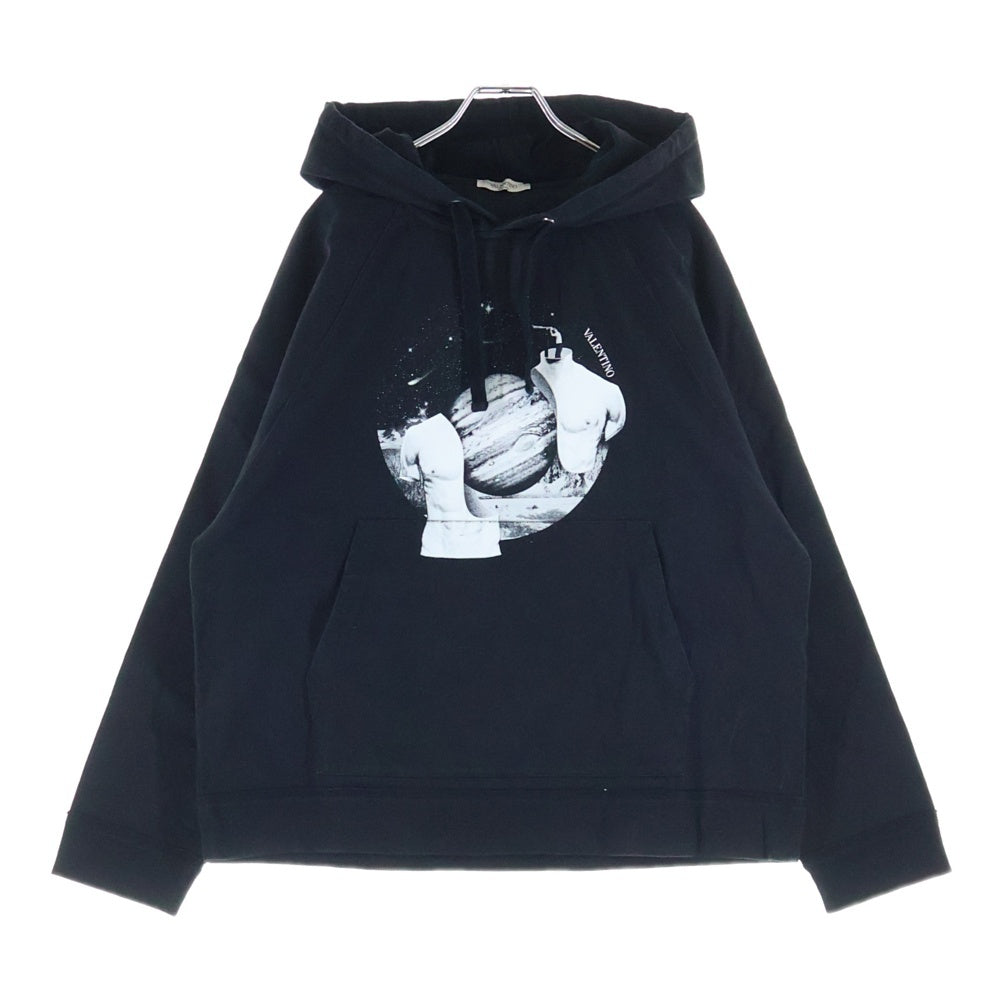 VALENTINO(ヴァレンティノ) 21AW Jupiter Graphic print Cotton jersey Hoody ジュピター グラフィックプリント コットンジャージフーディー プルオーバーパーカー ブラック TV3MF08S60Q