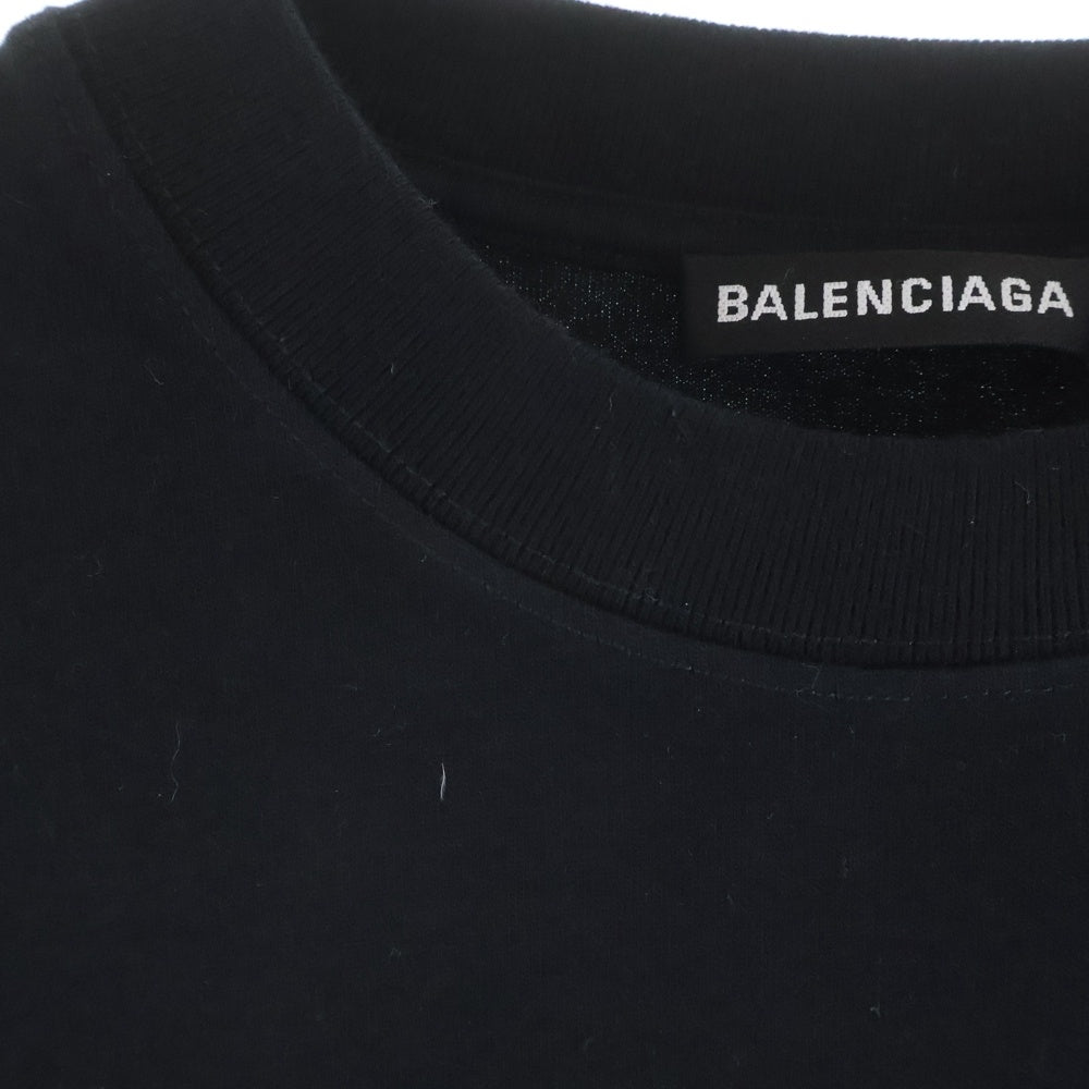BALENCIAGA(バレンシアガ) 20SS REAL BALENCIAGA T-SHIRTH リアルバレンシアガ フロントプリント半袖Tシャツ カットソー ブラック 612966 TIVA1