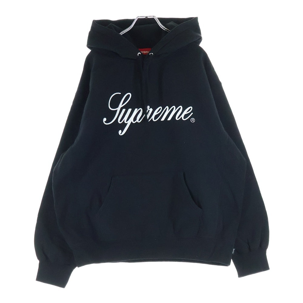 SUPREME シュプリーム 24AW Raised Script Hooded Sweatshirt スクリプトロゴ スウェット フーディープルオーバーパーカー ブラック SUPREME(シュプリーム) 24AW Raised Script Hooded Sweatshirt
