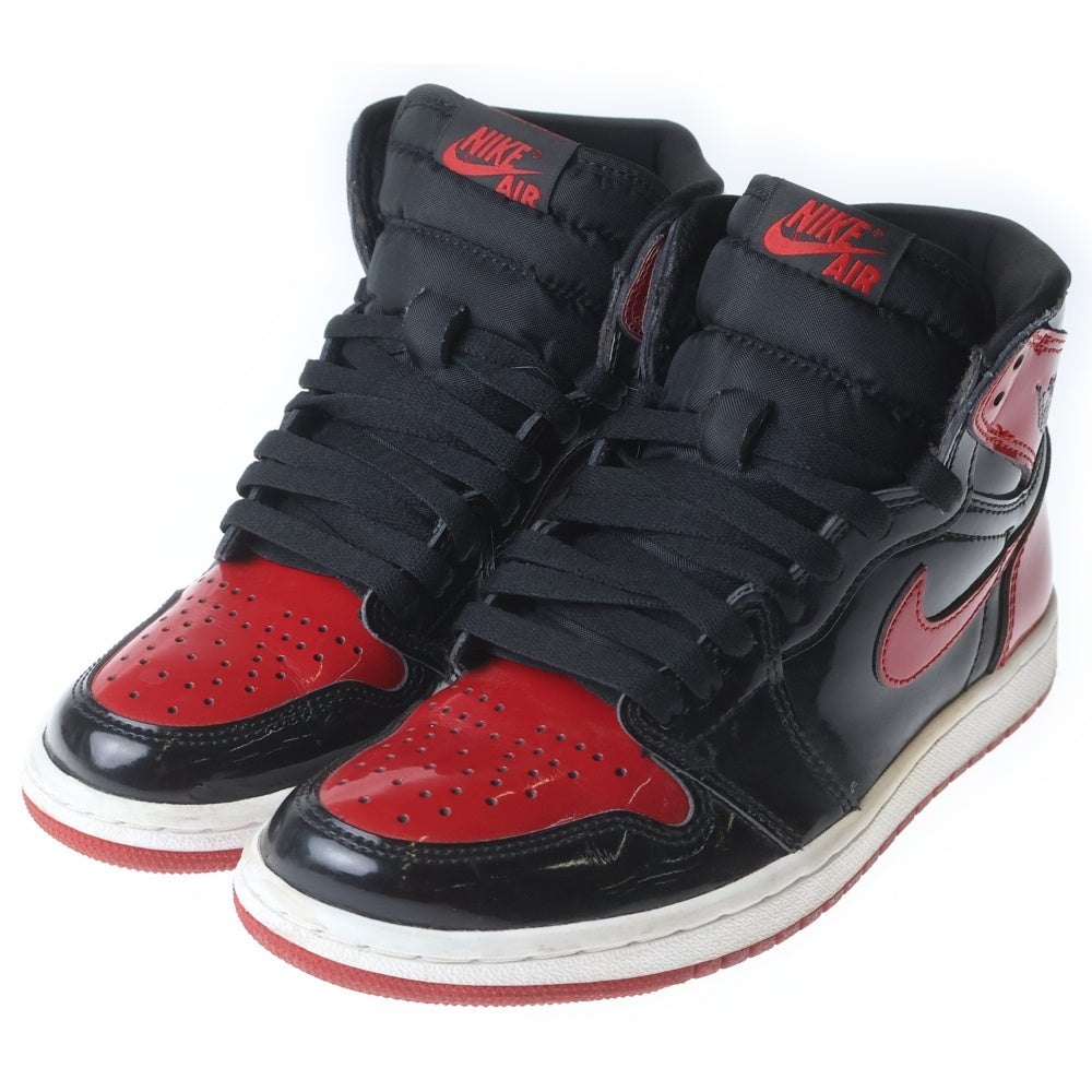NIKE(ナイキ) AIR JORDAN 1 RETRO HIGH OG BRED PATENT 555088-063 エアジョーダン1 レトロ ブレッド パテント ハイカットスニーカー レッド/ブラック US6/24cm レディース