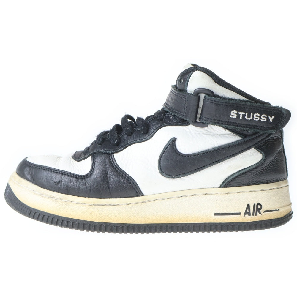 NIKE(ナイキ) ×STUSSY AIR FORCE 1 MID DJ7840-002 ステューシー エアフォース1 ミッドカットスニーカー ホワイト/ブラック US6/24cm レディース