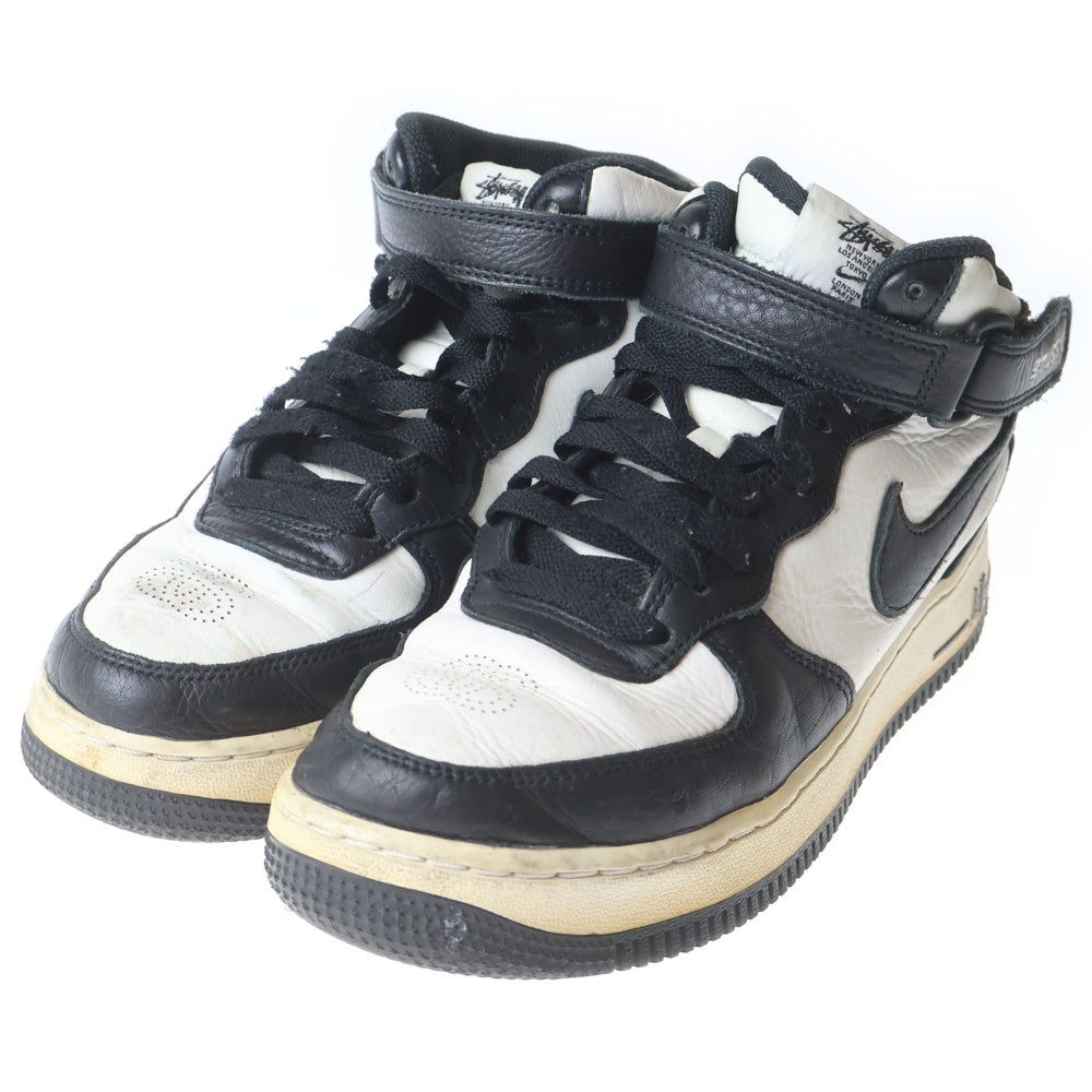 NIKE(ナイキ) ×STUSSY AIR FORCE 1 MID DJ7840-002 ステューシー エアフォース1 ミッドカットスニーカー ホワイト/ブラック US6/24cm レディース