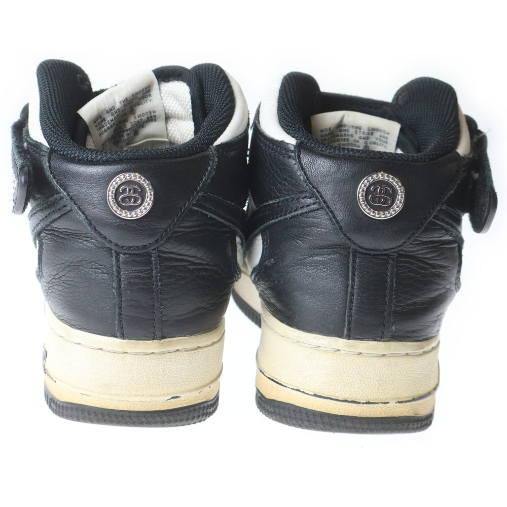 NIKE(ナイキ) ×STUSSY AIR FORCE 1 MID DJ7840-002 ステューシー エアフォース1 ミッドカットスニーカー ホワイト/ブラック US6/24cm レディース