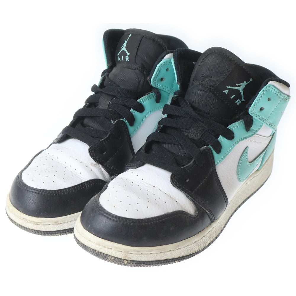 NIKE(ナイキ) AIR JORDAN 1 MID GS TROPICAL TWIST 554725‐132 エアジョーダン1 ミッドカットスニーカー ブラック/ブルー US6Y/24cm レディース