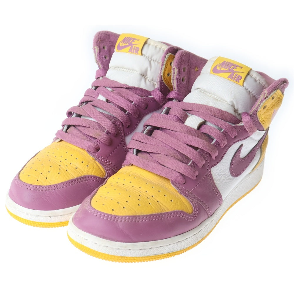 NIKE(ナイキ) GS AIR JORDAN 1 HIGH OG BROTHERHOOD 575441-706 エアジョーダン1ハイ ブラザーフッド ハイカットスニーカー ホワイト/イエロー/パープル US5Y/23.5cm レディース