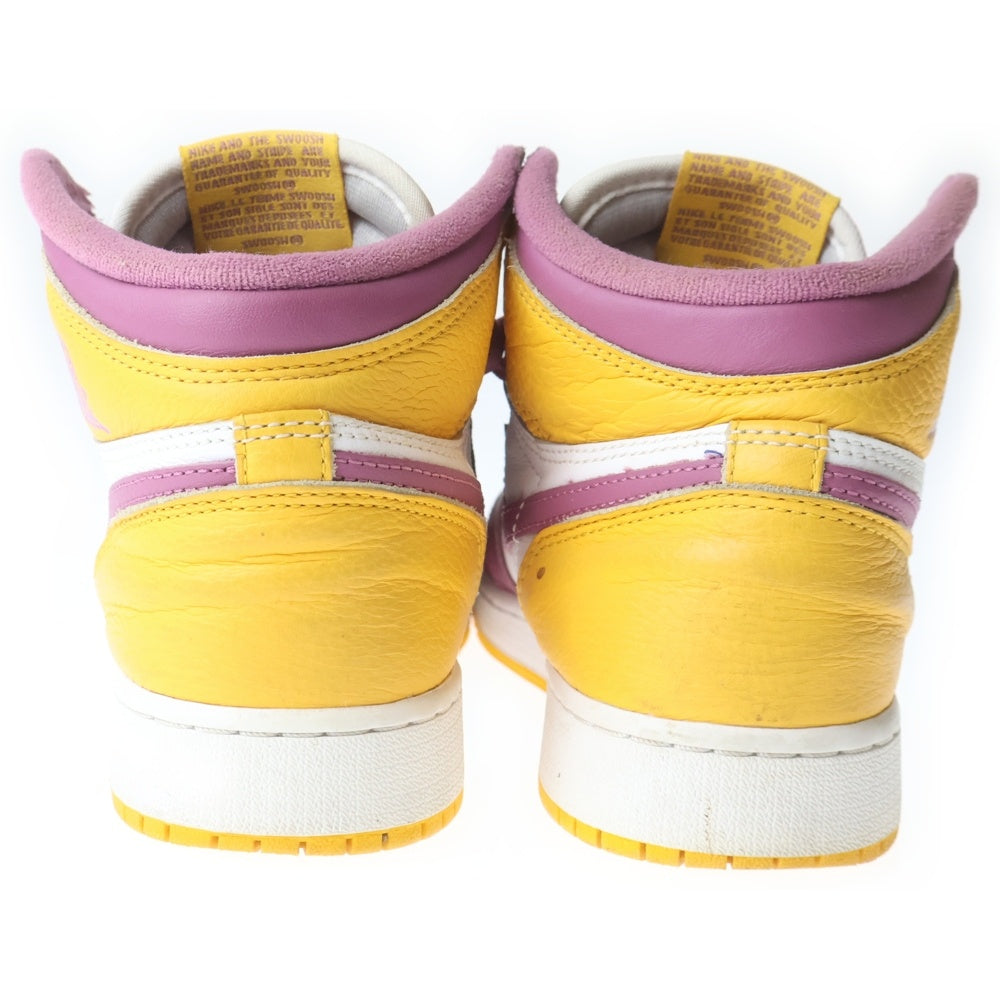 NIKE(ナイキ) GS AIR JORDAN 1 HIGH OG BROTHERHOOD 575441-706 エアジョーダン1ハイ ブラザーフッド ハイカットスニーカー ホワイト/イエロー/パープル US5Y/23.5cm レディース