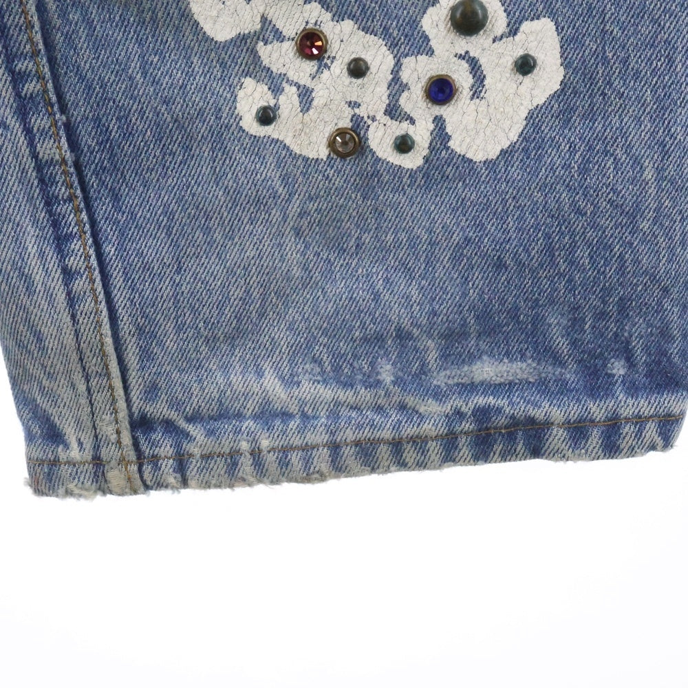 DENIM TEARS(デニムティアーズ) ×Levi's リーバイス フラワープリント ラインストーン付き デニムパンツ インディゴ A2634-00