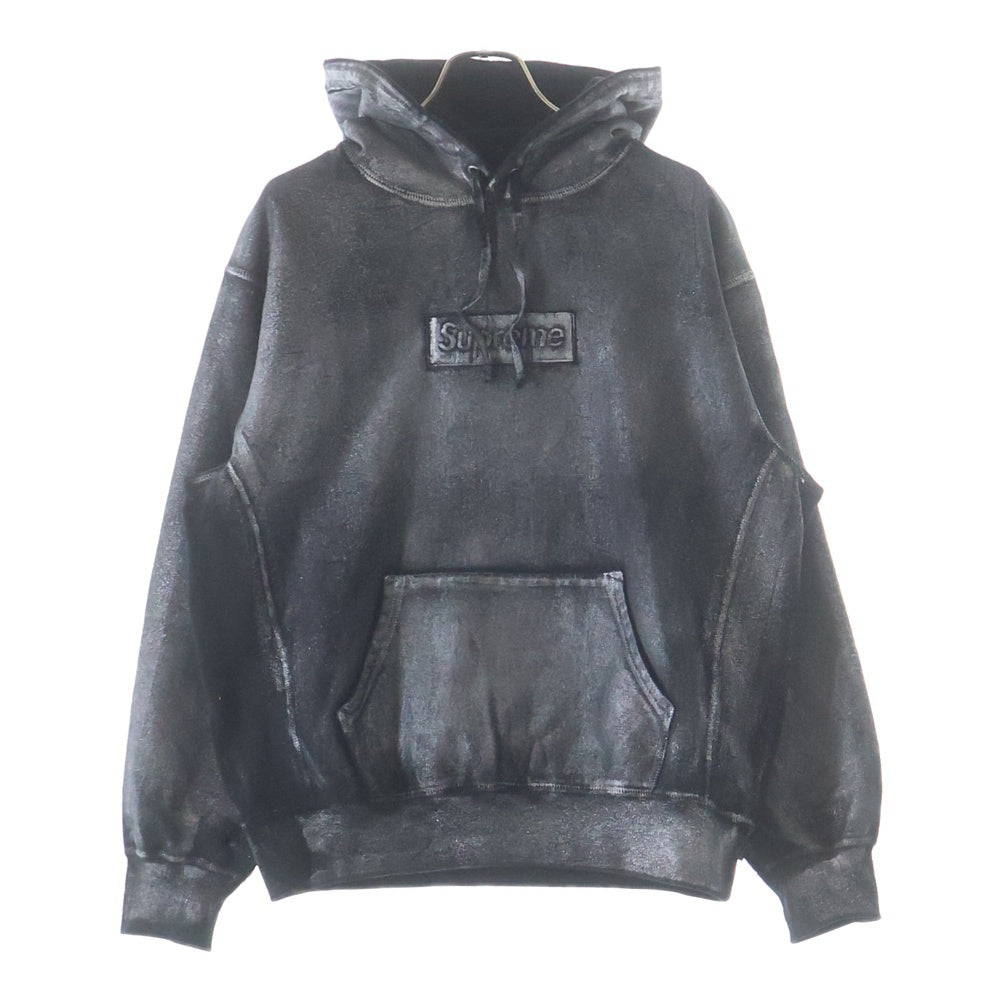 SUPREME(シュプリーム) 24SS ×MM6 Maison Margiela Foil Box Logo Hooded Sweatshirt エムエムシックスメゾンマルジェラ ボックスロゴ スウェット プルオーバーパーカー ブラック