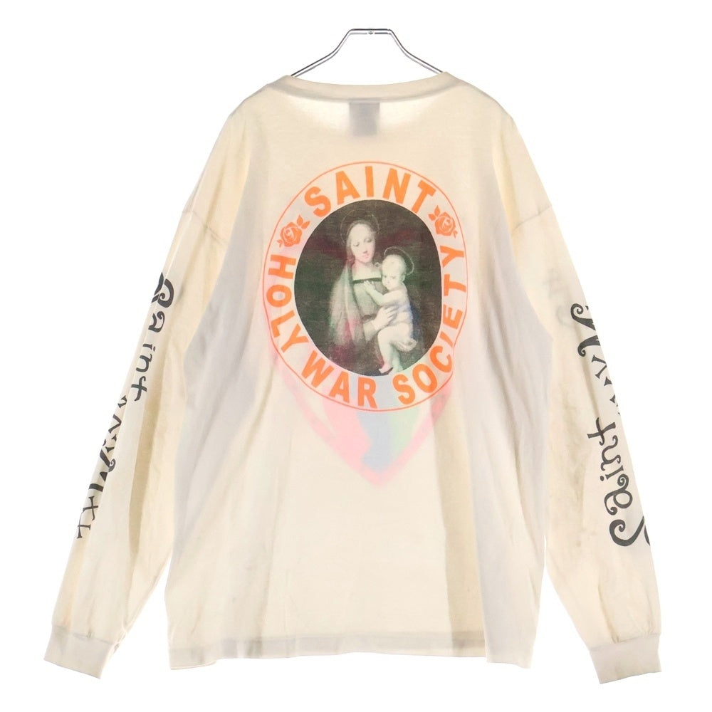 SAINT MICHAEL(セントマイケル) 24SS ピンクハートプリント長袖カットソー ホワイト SM-YS8-0000-020