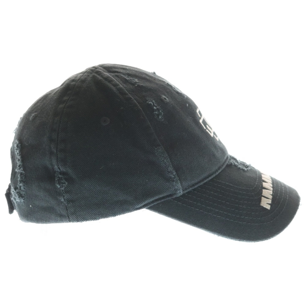BALENCIAGA(バレンシアガ) 21SS RAMMSTEIN LIMITED EDTION ラムシュタイン リミテッドエディション デストロイ加工 6パネル ベースボールキャップ ブラック 670765410B2