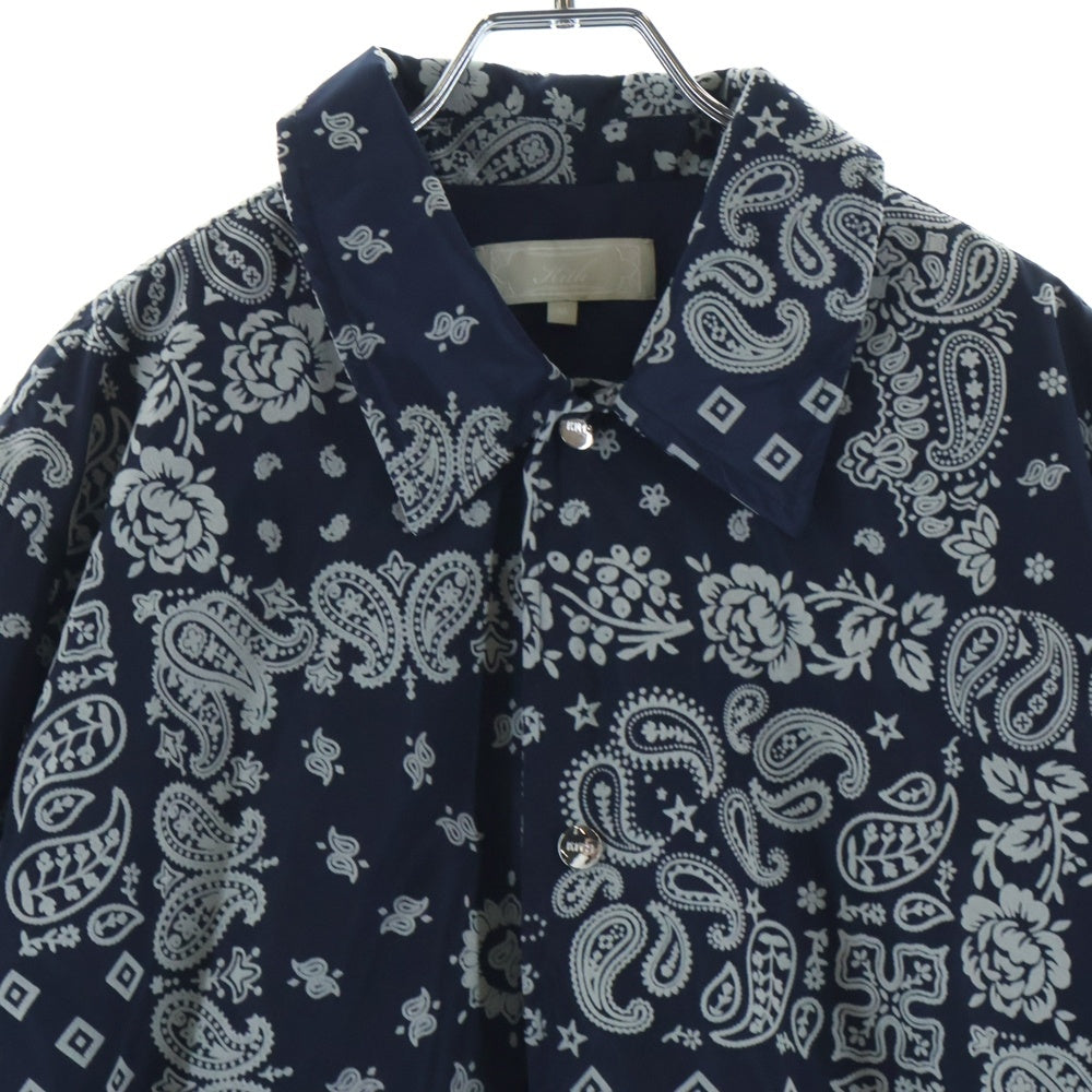 KITH(キス) 24AW Flocked Deconstructed Bandana Coaches Jacket フロック加工デコンストラクトバンダナコーチジャケット ネイビー KHM010370