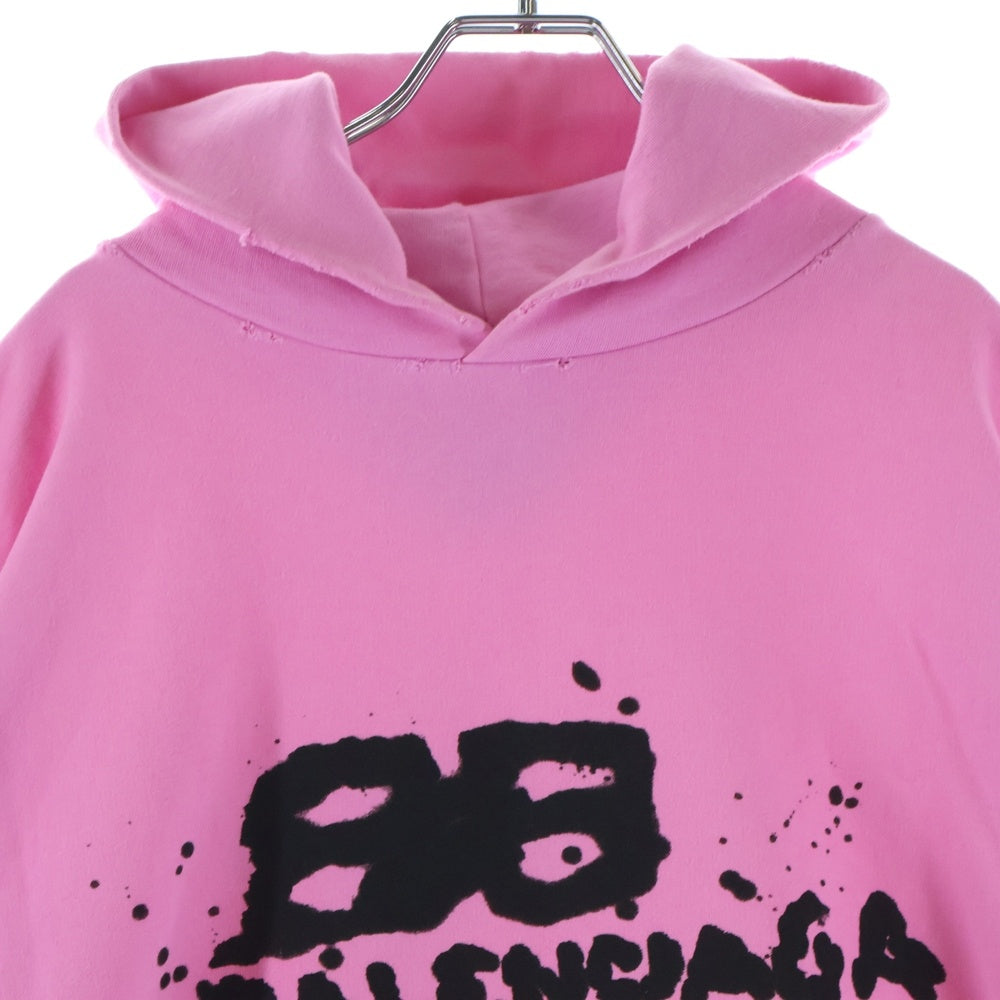 BALENCIAGA(バレンシアガ) 23SS Hand Drawn BB Icon Hoodie ハンドドローンBBアイコンフーディー プルオーバーパーカー ピンク 620947 TNVQ1