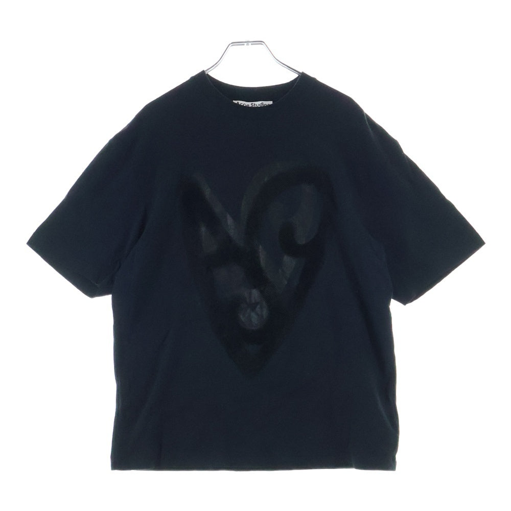 Acne Studios(アクネ ストゥディオズ) フロント ハートプリント 半袖 Tシャツ カットソー ブラック レディース FN-UX-TSHI000081
