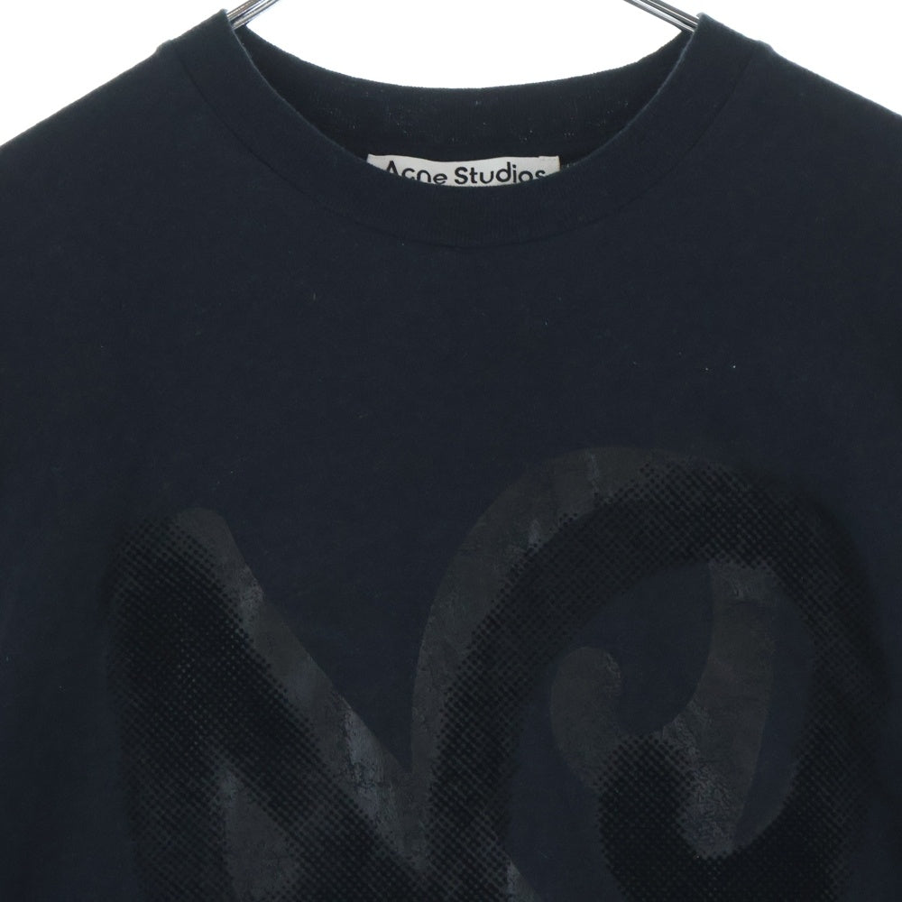 Acne Studios(アクネ ストゥディオズ) フロント ハートプリント 半袖 Tシャツ カットソー ブラック レディース FN-UX-TSHI000081