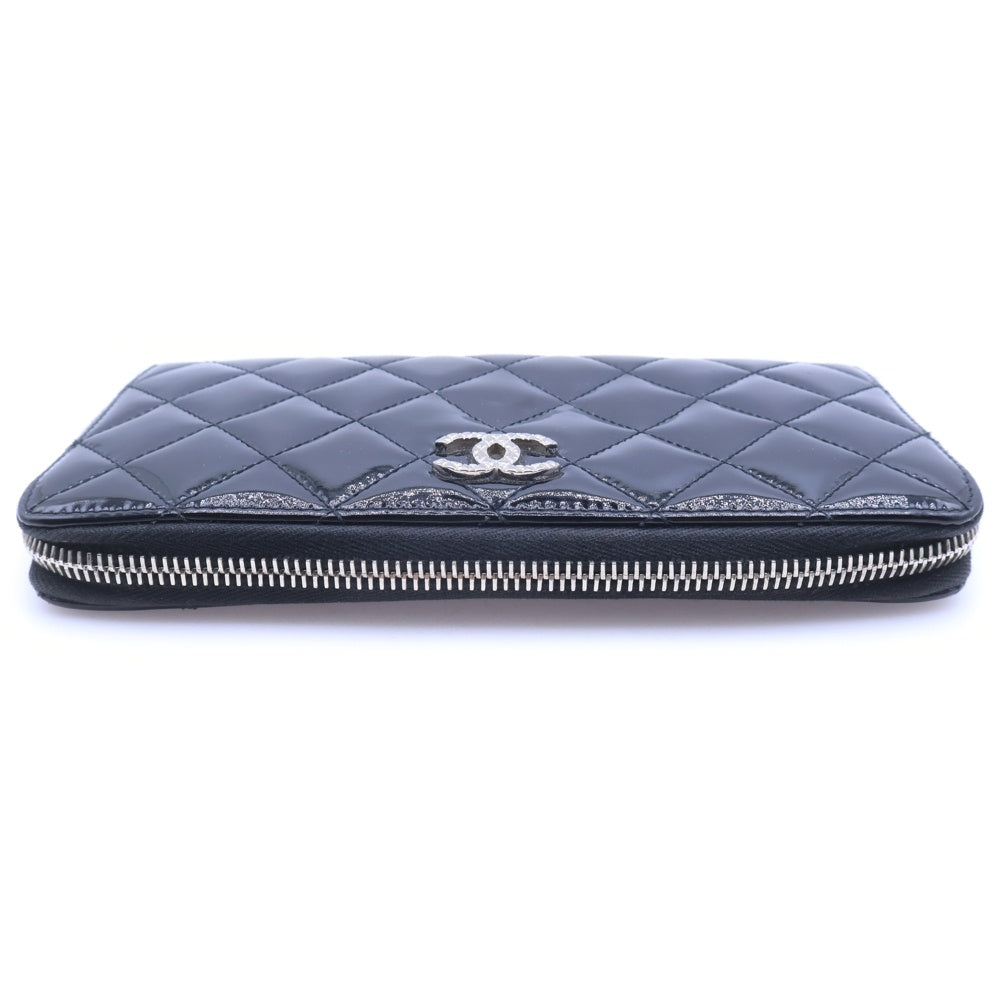 CHANEL(シャネル) ブリリアント マトラッセ キルティング エナメル ココマーク ラウンドファスナー ロングウォレット 長財布 ブラック レディース