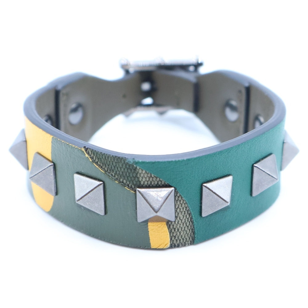 VALENTINO(ヴァレンティノ) カモ柄 マルチ レザー ブレスレット カーキ