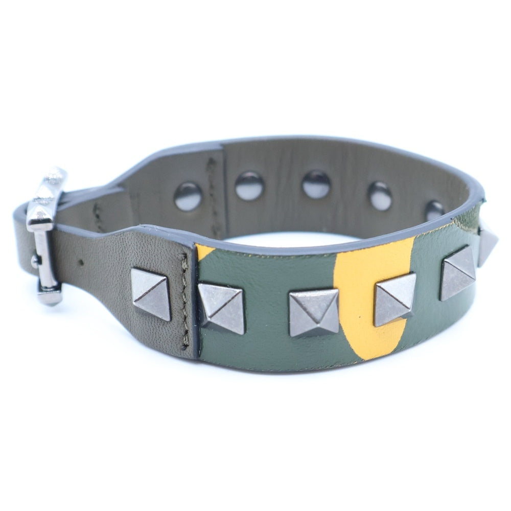 VALENTINO(ヴァレンティノ) カモ柄 マルチ レザー ブレスレット カーキ