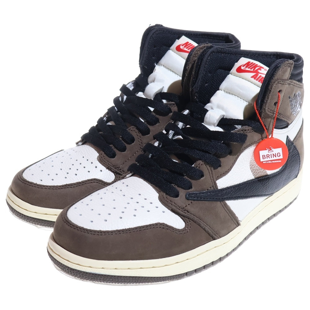 NIKE(ナイキ) ×TRAVIS SCOTT AIR JORDAN 1 RETRO HIGH OG TS SP CD4487-100 トラヴィススコット エアジョーダン1 ハイカットスニーカー ブラウン/ホワイト US9.5/27.5cm