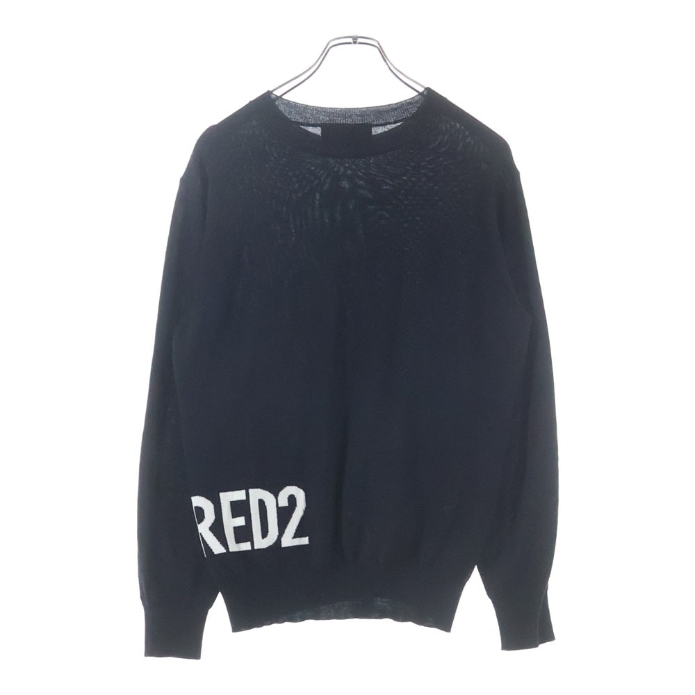 DSQUARED2(ディースクエアード) 23AW サイドロゴクルーネックニットセーター ブラック S74HA1377 S1833