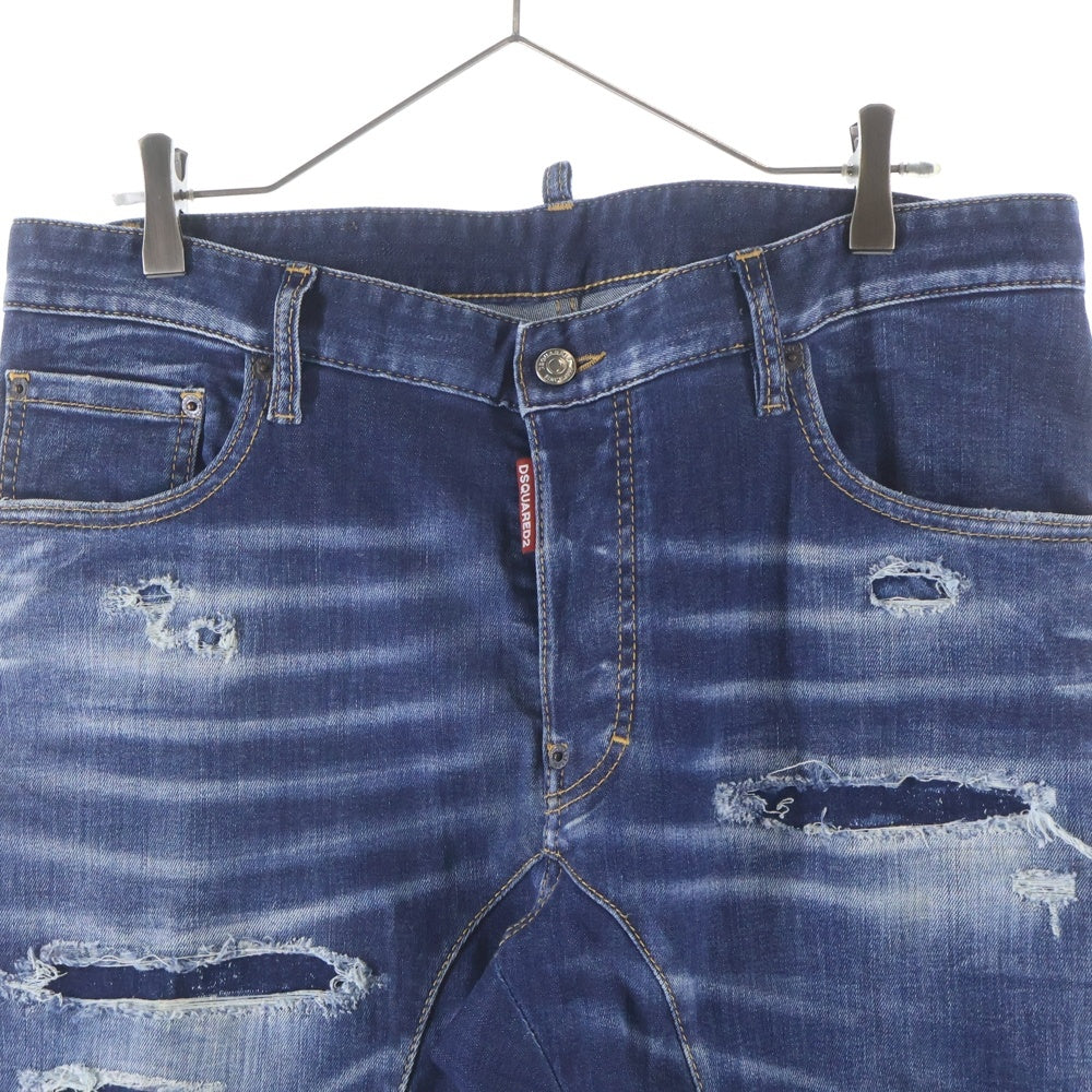 DSQUARED2(ディースクエアード) 23AW Tidy Biker Jean タイディ バイカー ジーンズ ダメージ加工 スキニーデニムパンツ S71LB1262 インディゴ