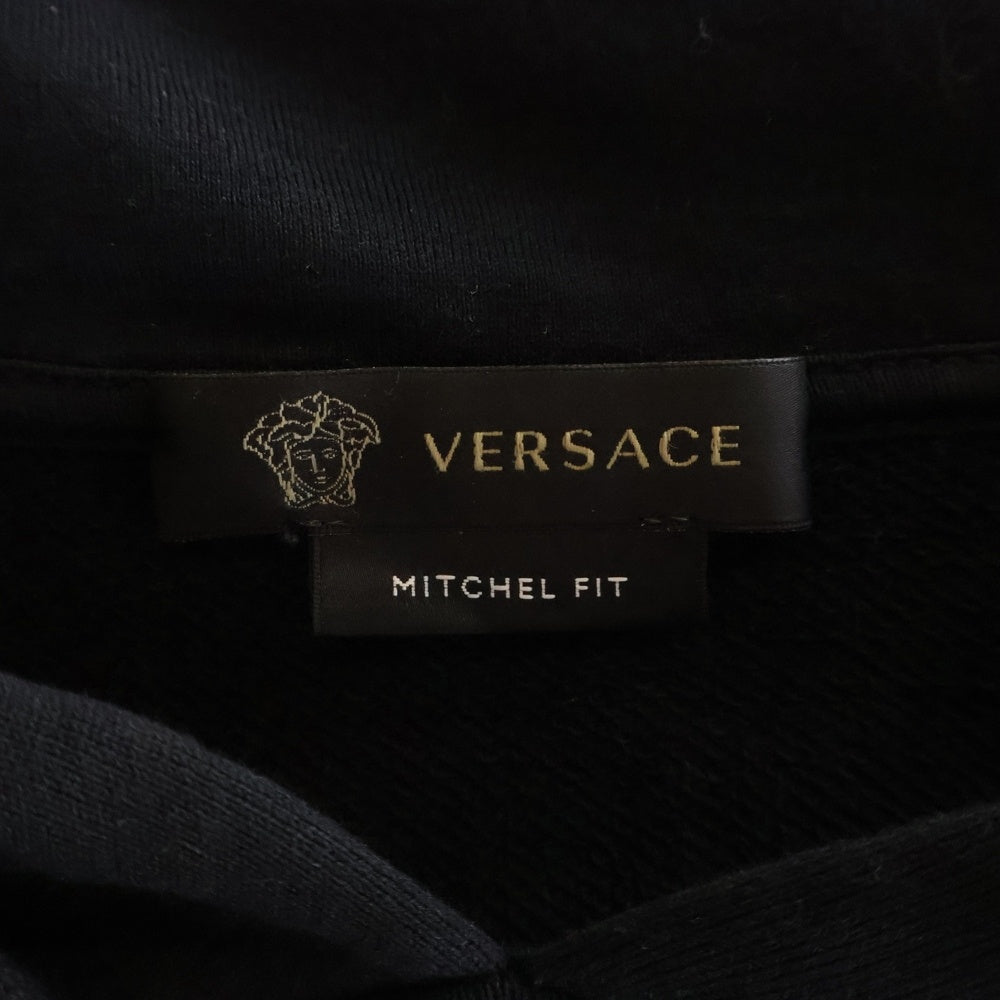 VERSACE(ヴェルサーチ) ホームシグネチャーメデューサ ロゴプリントプルオーバーパーカー フーディー ブラック