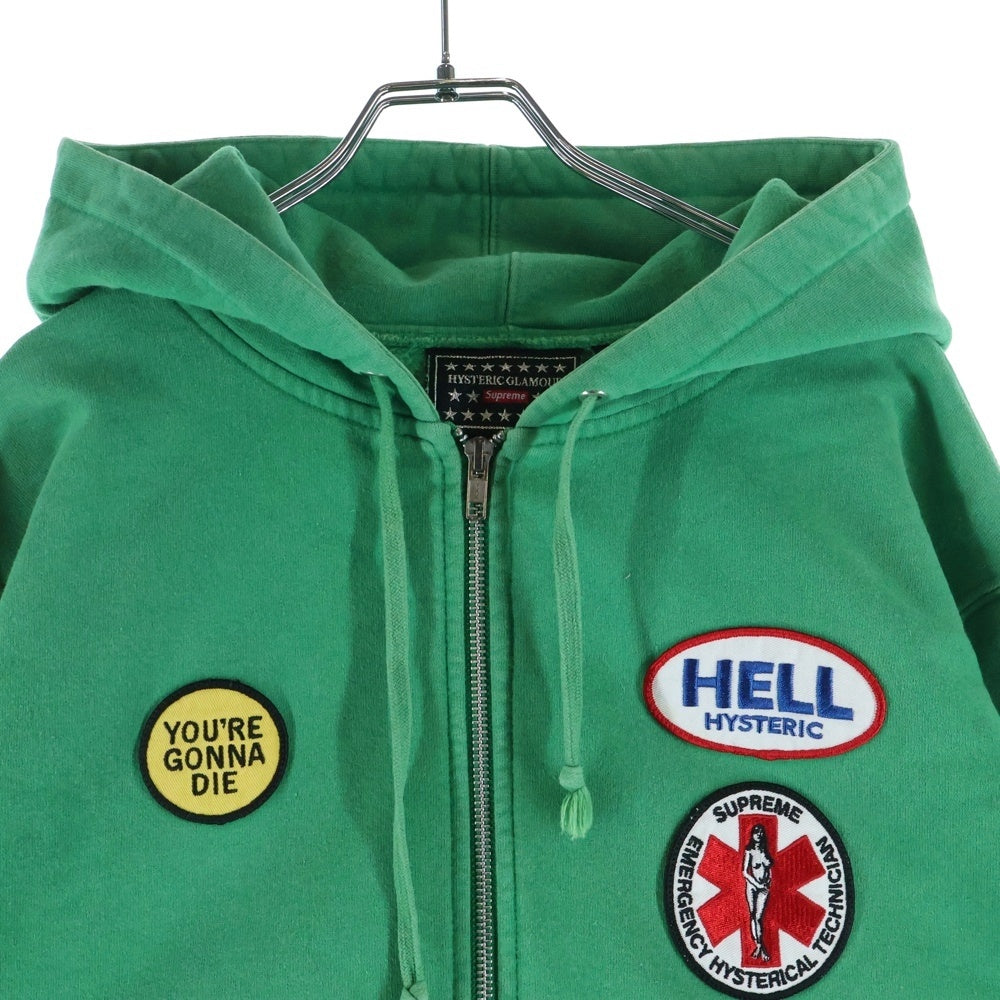SUPREME(シュプリーム) 17AW × Hysteric Glamour Patches Zip Up Sweatshirt ヒステリックグラマー パッチ ジップアップ スウェットシャツ パーカー グリーン