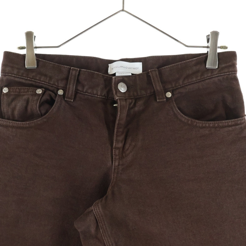 STELLA McCARTNEY(ステラマッカートニー) Logo Patch Jeans ロゴパッチジーンズ ワイドレッグデニム レディース ブラウン 6D04283SQH42