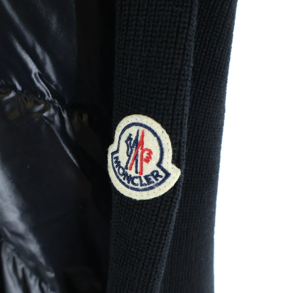 MONCLER(モンクレール) ワッペンロゴ ニット切り替え ハイネック ジップアップ ダウンジャケット ブラック H20919B00008 M1131