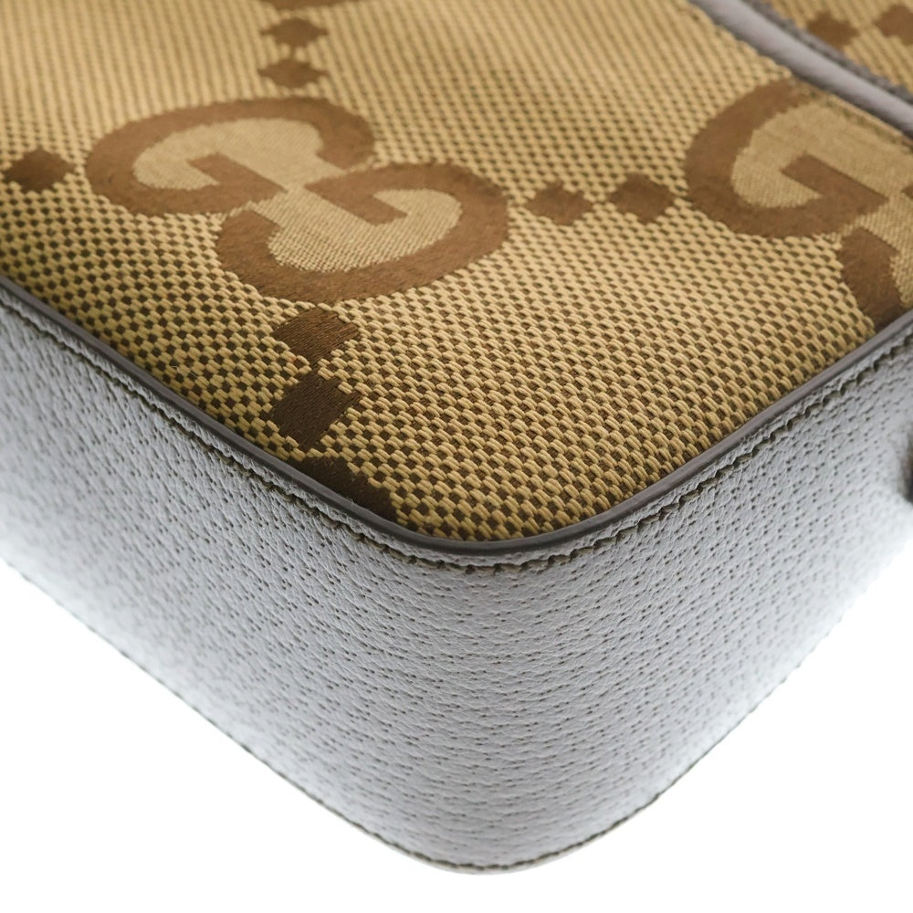 GUCCI(グッチ) ジャンボGG キャンバス レザー メッセンジャーバッグ ショルダーバッグ ブラウン/ベージュ 675891 レディース