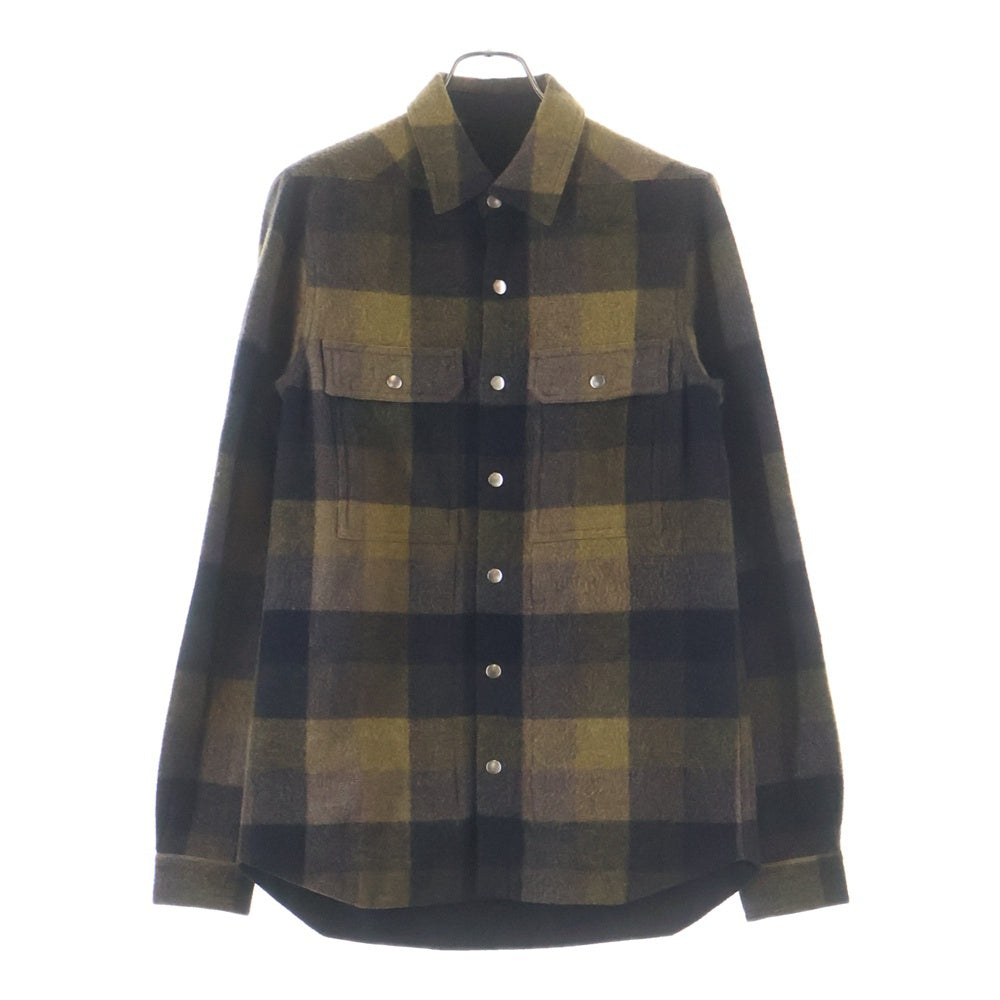 Rick Owens(リックオウエンス) 24AW OUTER SHIRT RU02D6729-WLDP 長袖チェック柄 シャツ ジャケット ブラウン