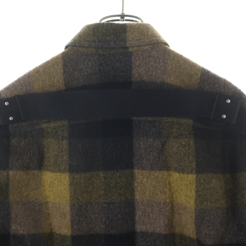 Rick Owens(リックオウエンス) 24AW OUTER SHIRT RU02D6729-WLDP 長袖チェック柄 シャツ ジャケット ブラウン