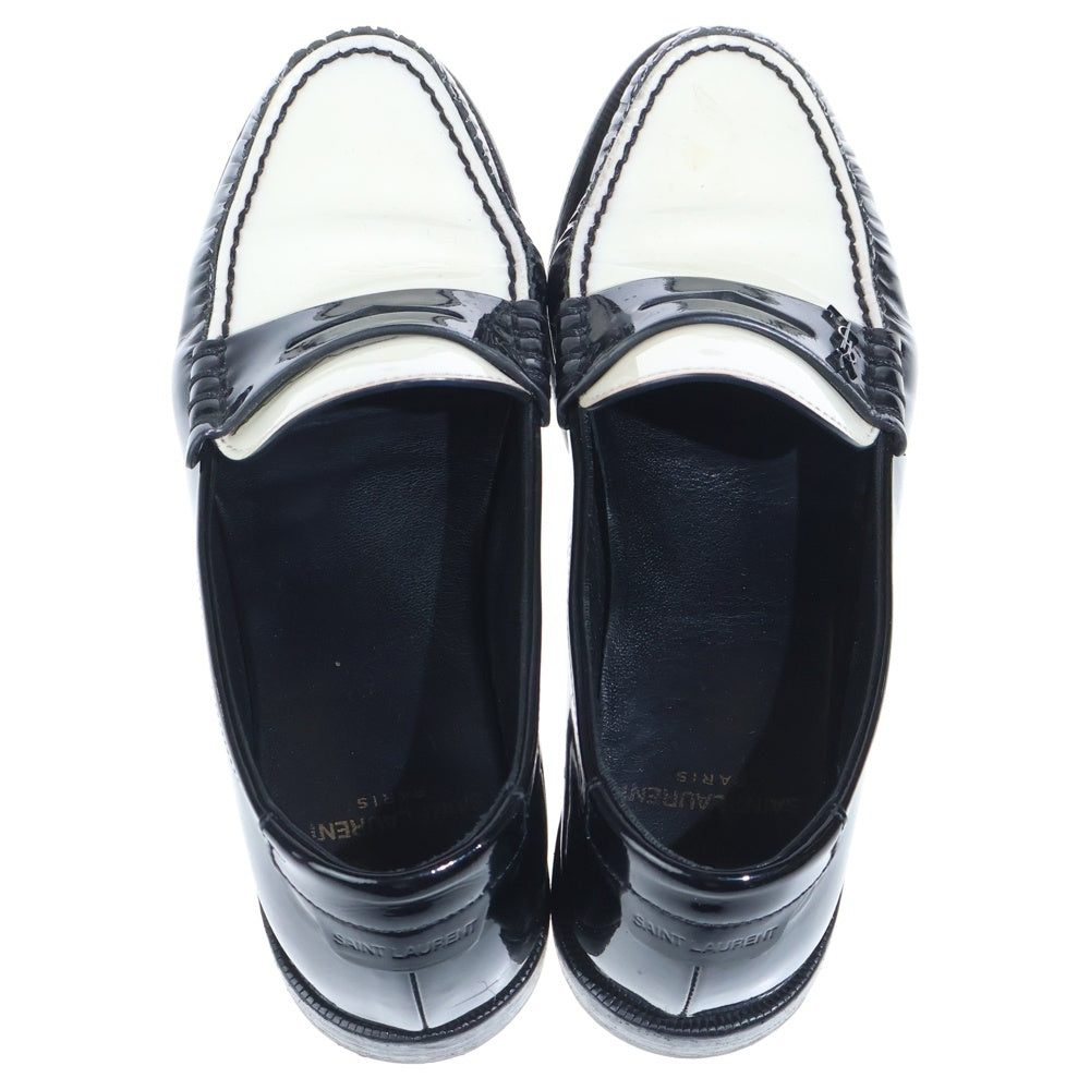 SAINT LAURENT PARIS(サンローランパリ) Le Loafer Penny Slippers パテント ル ローファー ペニー スリッパ シューズ レディース ブラック/ホワイト